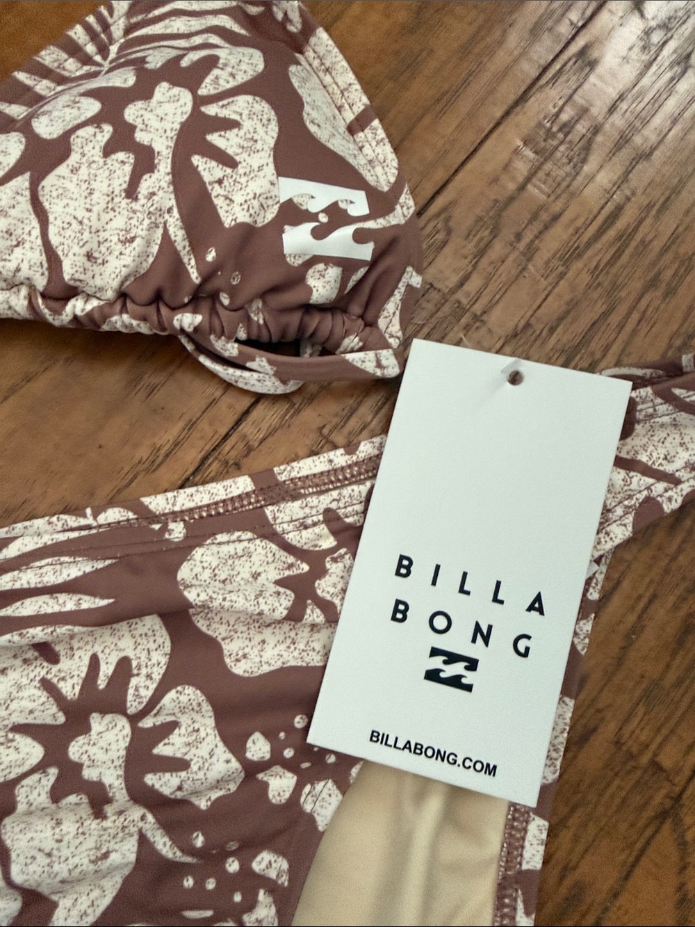 Billabong Set Beach Babe Floral Swim Bikini Set - Brown/White NWT - Picture 3 of 6
